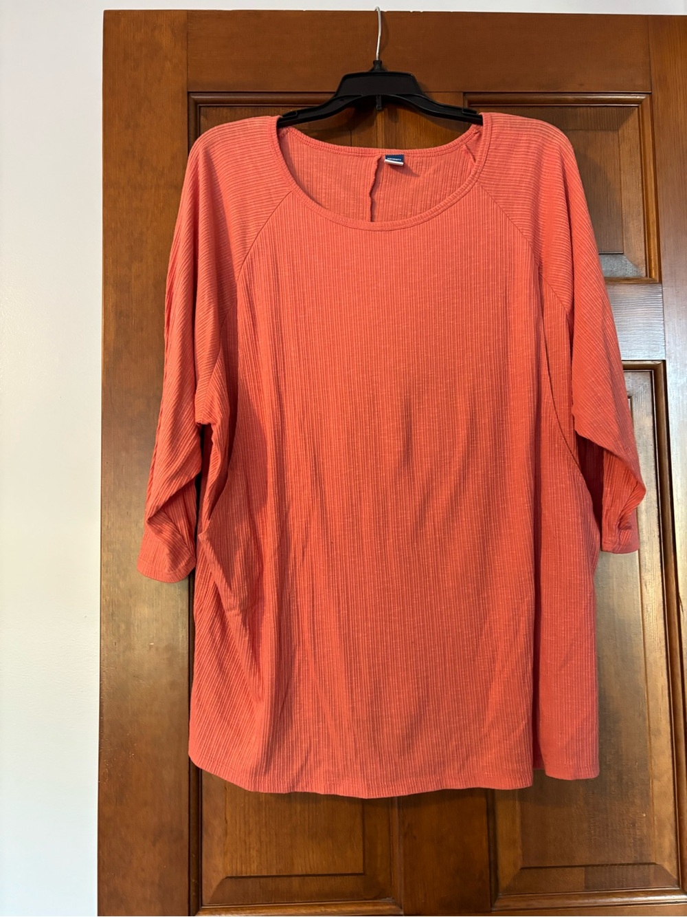 Women’s maternity ribbed knit top in peach